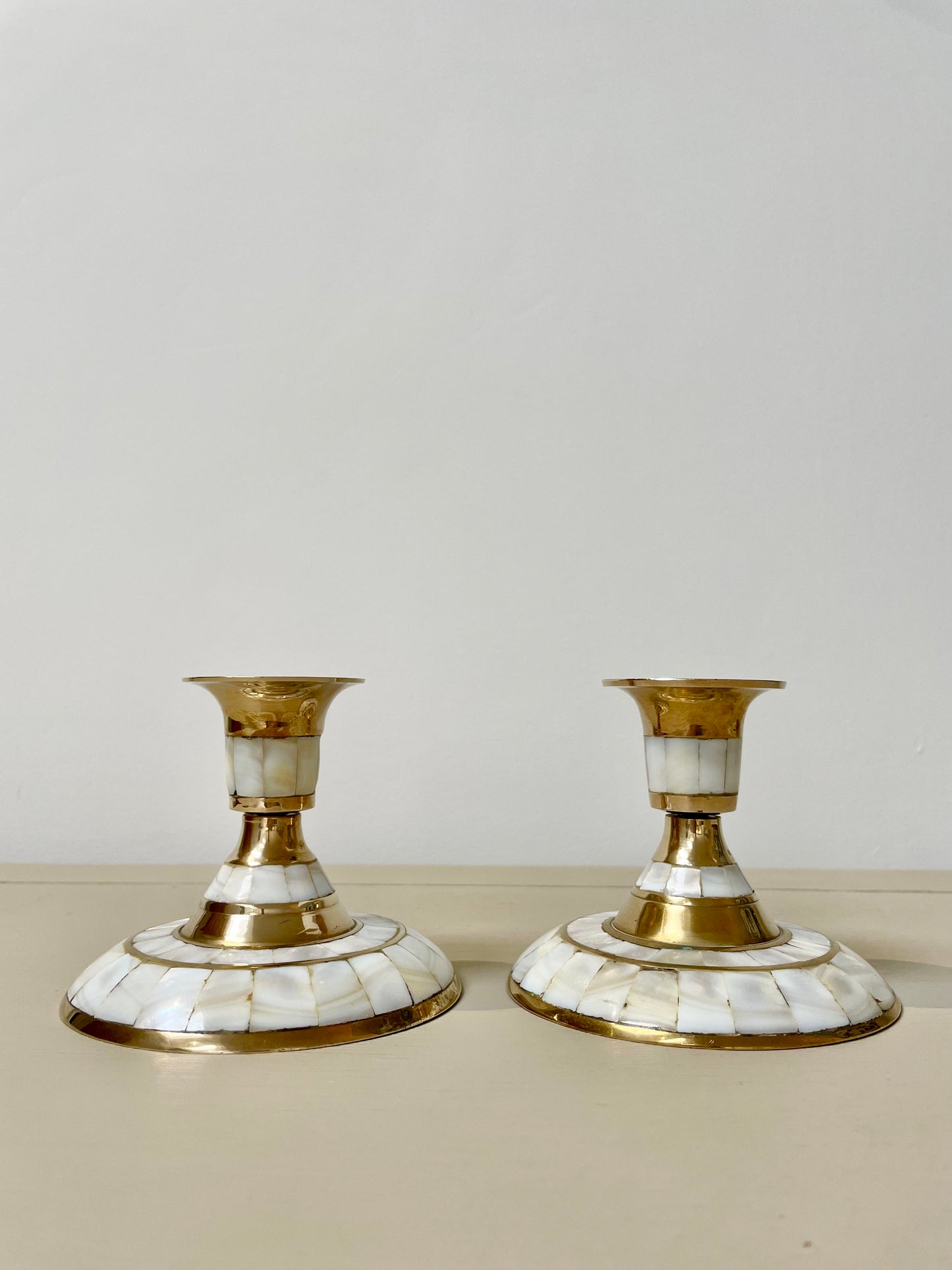Brass & Pearl Candle Holders