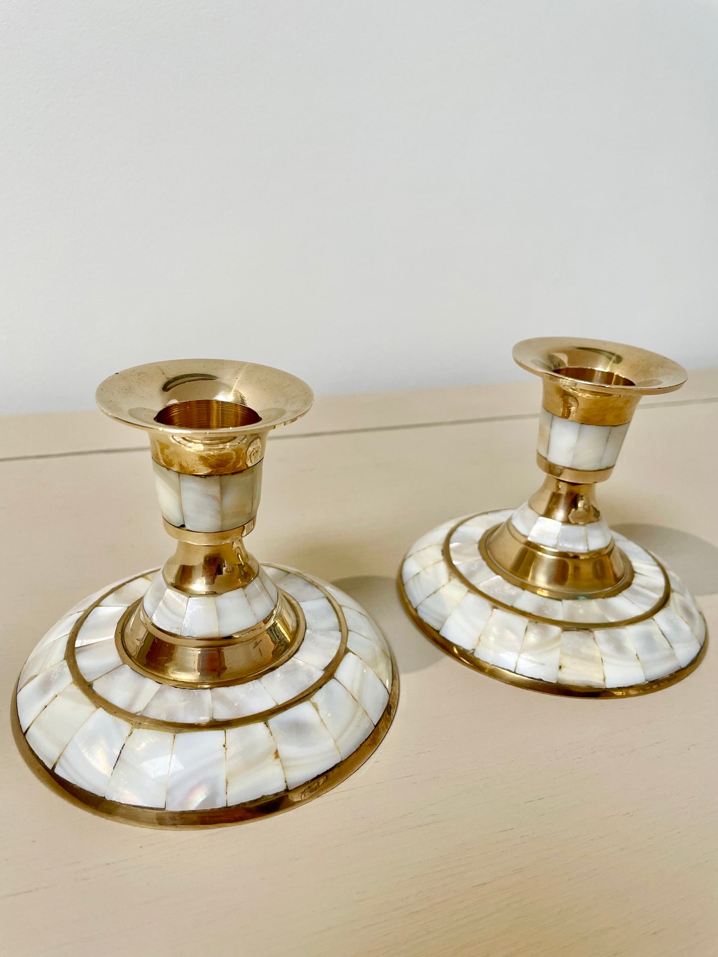 Brass & Pearl Candle Holders