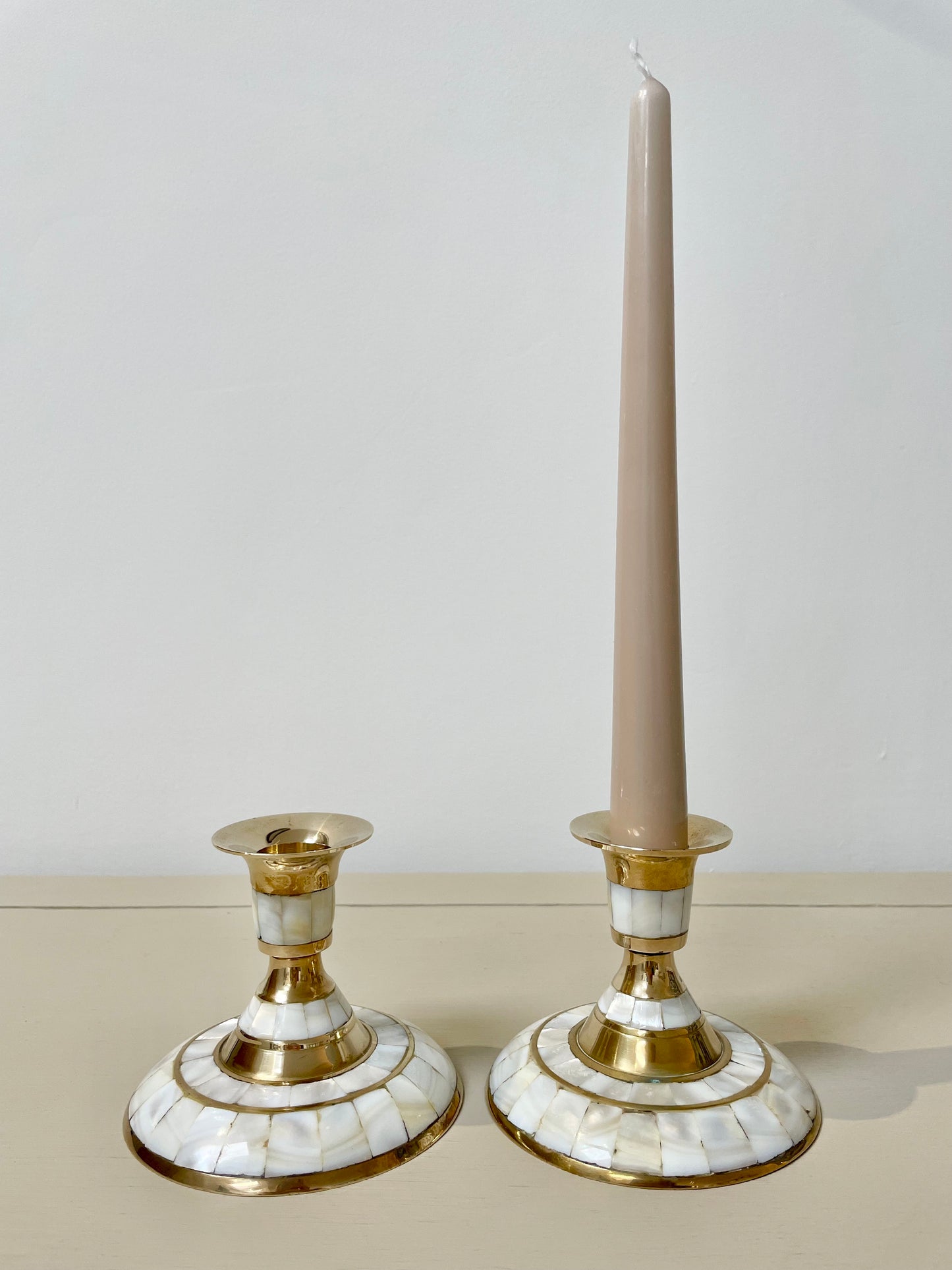 Brass & Pearl Candle Holders