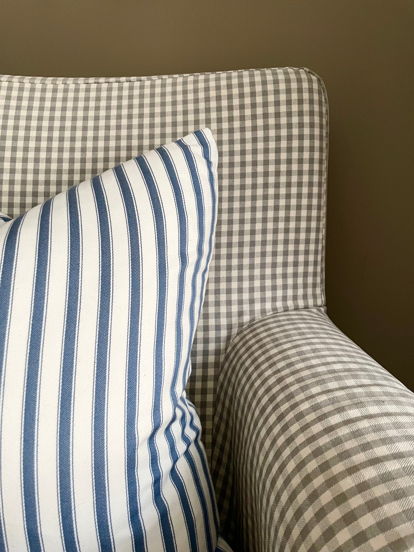 Navy Ticking Stripe Cushion