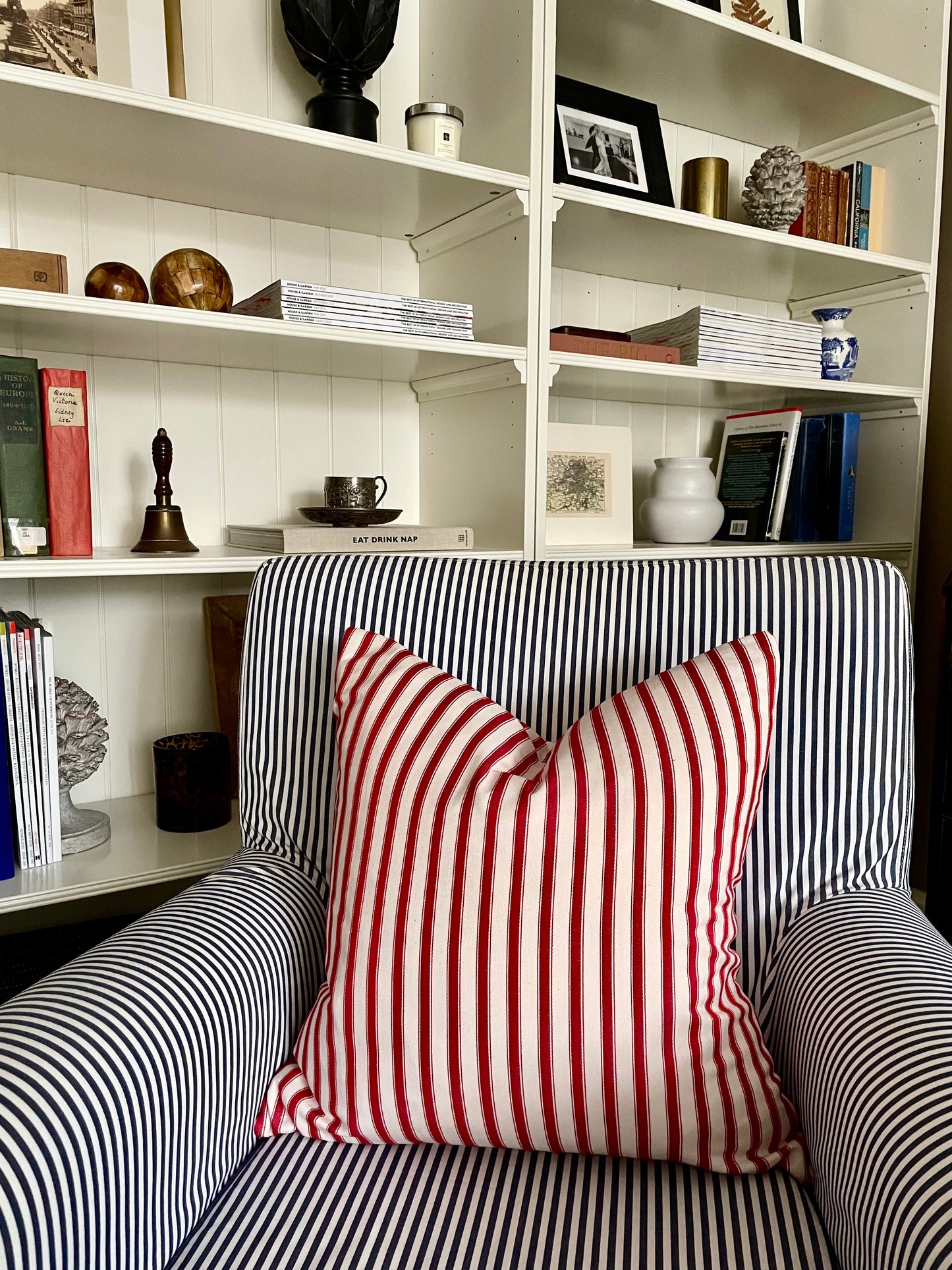 Red Ticking Stripe Cushion